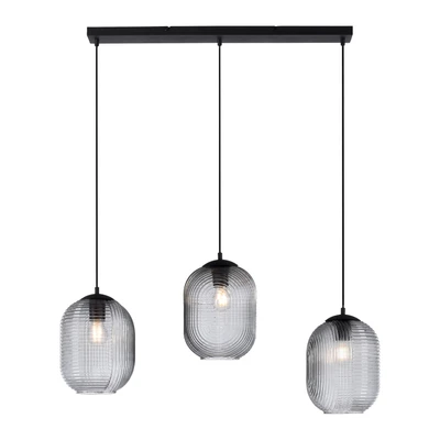 Abbildung von Paul Neuhaus Hängelampe Shitake, rauchgrau, Glas, 86 cm, E27