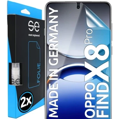 Abbildung von 2x se® 3D SCHUTZFOLIE Transparent für Oppo Find X8 Pro, Selbstheilend, 100% Fingerabdruck &amp; FaceID kompatibel, einfache blasenfreie Installation, Ultra Klar, Stoß Kratzfest TPU, aus Deutschland