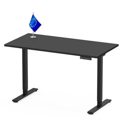 Abbildung von FLEXISPOT Höhenverstellbarer Schreibtisch Made IN EU Einteilige Tischplatte140x80 cm mit 2 starken Motoren Stabiler Höhenverstellbar Elektrisch Standing Desk Memory Funktion(schwarz)