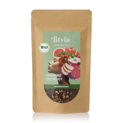 Abbildung von fitvia Bio Rooibostee &quot;Organic Beetroot&quot;: loser Tee, biologischer Rote Beete Orange Tee echte Fruchtstücke, ohne Zuckerzusatz, 100g
