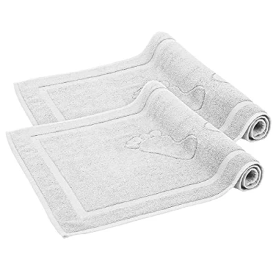 Abbildung von Badematte Badvorleger aus 100% Baumwolle Komfortec, 50x80 cm Duschvorleger, Waschbar Duschmatte, Frottee, Rechteckig, 800 g/m², 2er Set, Saugfähig &amp; Schnelltrocknend