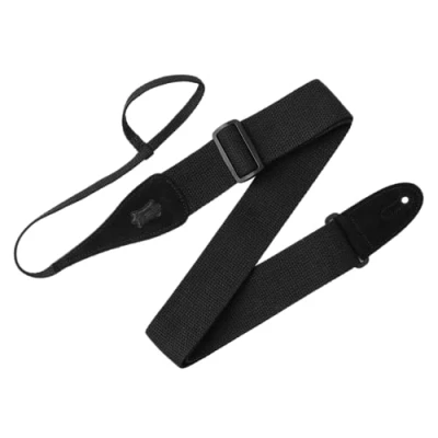 Abbildung von Levy&#039;s MC8ABLK Gitarrengurt aus Baumwollgewebe 2 Zoll / 5 cm mit Schlaufe für Kopfplatte, schwarz