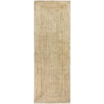 Abbildung von HAMID Jute Teppich, Alhambra Teppich Handgewebt 100% Naturfaser de Jute, Wohnzimmer, Schlafzimmer, Flurteppich, Farbe Natur (80x200cm)