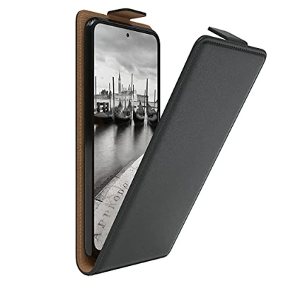 Abbildung von EAZY Case Hülle kompatibel mit Xiaomi Redmi Note 10 / 10S Flip Cover zum Aufklappen, Handyhülle aufklappbar, Schutzhülle, Flipcover, Flipstyle vertikal klappbar, aus Kunstleder, Schwarz