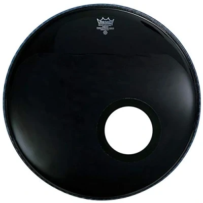 Abbildung von Remo Powerstroke P3 Ebony Bass Schlagzeugfell, Schwarz, 12,7 cm großem Loch, 55,9