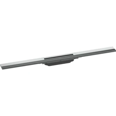 Abbildung von hansgrohe Fertigset Duschrinne RainDrain Flex, Abflussrinne 800mm, Bodenablauf Dusche kürzbar, Chrom