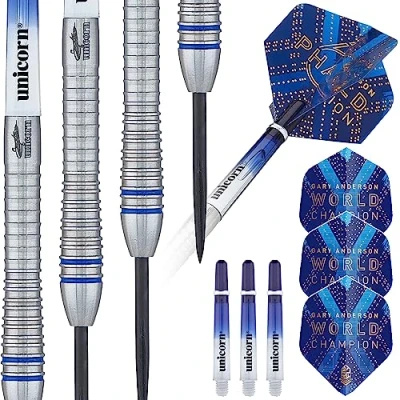 Abbildung von Unicorn World Champion Natural Dartpfeile, blau, 25 g