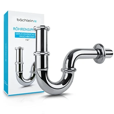 Abbildung von Bächlein Siphon Universaler Röhrensiphon, (flexibler Waschbeckenablauf), Einfache Montage Hochwertiger Chrom Ablauf