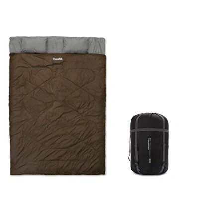 Abbildung von Lumaland Doppelschlafsack 2 Personen Schlafsack groß Kopfkissen, 190x30x150cm Hüttenschlafsack wasserabweisend, atmungsaktiv