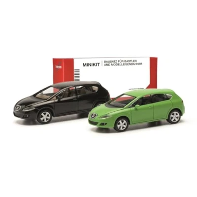Abbildung von Herpa Modellbausatz MiniKit Seat Leon (2 Stück), Miniatur im Maßstab 1:87, Sammlerstück, Kit für Modellbau, Kunststoff