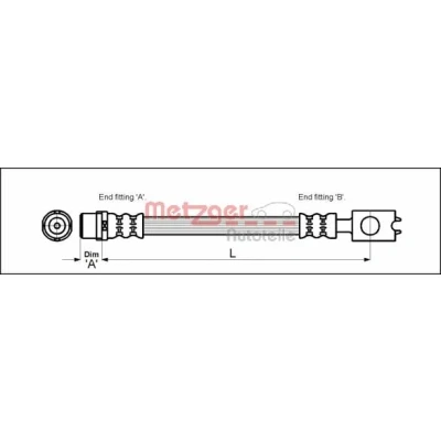 Abbildung von METZGER 4116222 Bremsschläuche 265 AUDI: A4 B7 Avant, B6 B6/B7 Cabrio, SEAT: Exeo ST, Limousine