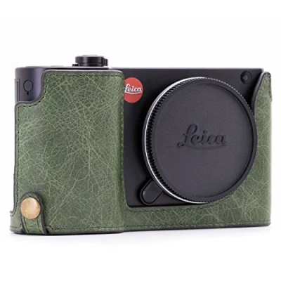 Abbildung von MegaGear Ever Ready Echtleder Kamera Halbtasche mit Trageriemen und Batteriezugang für Leica TL2, TL grün
