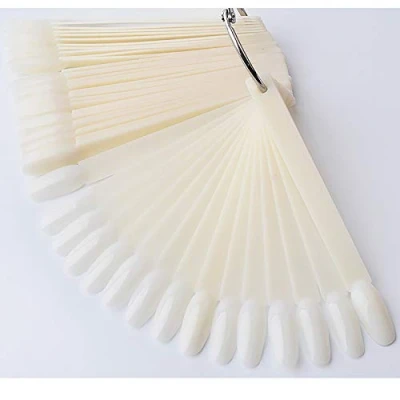 Abbildung von Artlalic 50 Stück fächerförmigen runden Kopf gemalt Nail Art Tipps Display Tool UV Gel Polnisch Farbkarte Board falsche Nägel