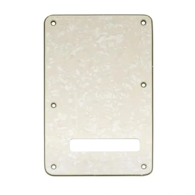 Abbildung von Musiclily 6 Löcher Strat Tremoloabdeckung Back Plate für Fender USA/Mexican Standard Stratocaster Modern Style E Gitarre,4 lagig Parchment Pearl