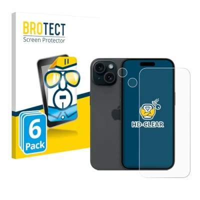 Abbildung von BROTECT (6 Stück Schutzfolie für Apple iPhone 15 (Display+Kamera) Displayschutz Folie Ultra Klar