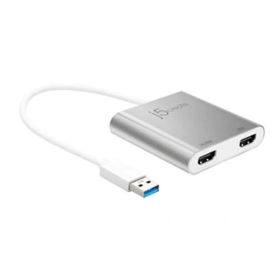 Abbildung von j5create USB auf HDMI Adapter 3.0 Dual Konverter für Zwei Monitore 4K Ultra HD Microsoft 7, 8.1, 10 / Mac OS X v10.6 und höher (JUA365)