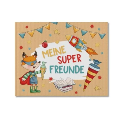 Abbildung von Papierdrachen Hochwertiges Freundebuch für Kinder Superhelden Tiere 27 Freunde buntes kindgerechtes Design tolle Geschenkidee den Schulstart Set 7