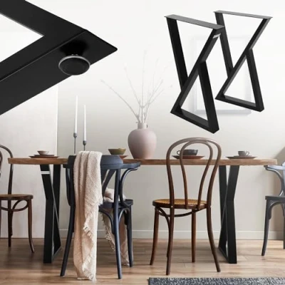 Abbildung von ML DESIGN Tischbein 2er Set Tischgestell Tischkufen Möbelfüße aus Stahl Industriedesign, Kufengestell X Form Schwarz für Esstisch/Schreibtisch DIY Projekte