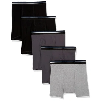 Abbildung von Amazon Essentials Herren Boxershorts Unterwäsche ohne Etikett, 5er Pack, Dunkelgrau/Grau/Schwarz, M
