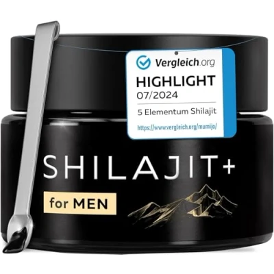 Abbildung von 5 Elementum Shilajit Original Himalaya Hochdosiert 82% Fulvinsäure Tropfen, remium Mumijo Aus Himalya Gebirge Inkl. 500mg Dosierlöffel à 25 g