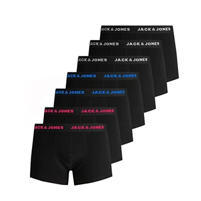 Abbildung von JACK &amp; JONES Herren JACBELMO Trunks 7 Pack, Black/Logo Weiß/Pink/Blau, XL