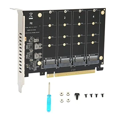 Abbildung von PCIE NVME Adapterkarte, 4 Port M.2 SSD (M Key) zu X Controller Konverter Erweiterungskarte(ph44)