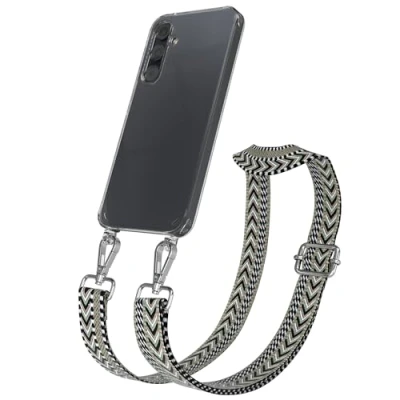 Abbildung von EAZY CASE Handykette mit verstellbarem Trageriemen kompatibel Samsung Galaxy A35 Taschengurt transparenter Handyhülle für Hülle dünner Schulterriemen in Grün Schwarz Silber