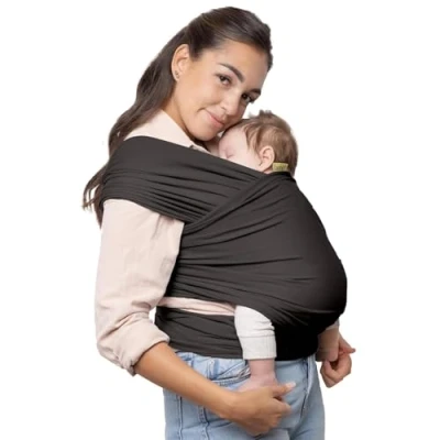 Abbildung von Boba Baby Tragetuch Neugeborene Elastisches Babytragetuch und Stilltuch für Unterwegs Einfach zu binden Babytrage ab Geburt bis 16kg (Organic Dark Grey)