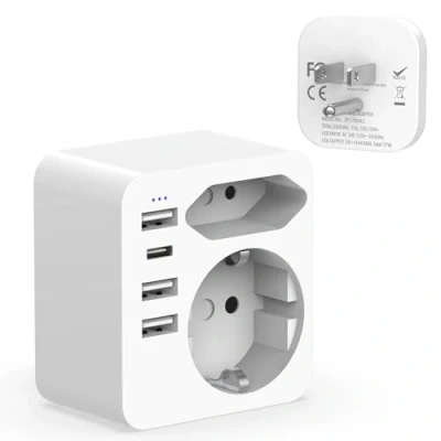 Abbildung von Hoppac USA Adapter Steckdose,6 in 1 Deutschland Stecker,Reiseadapter Mit 3 USB Und C (3,4A 17W),Multifunktional FüR USA,Kanada,Mexiko,Typ B
