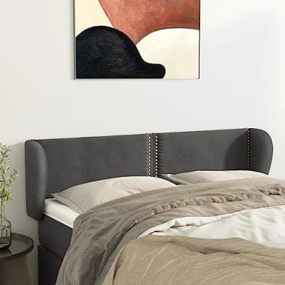 Abbildung von FUDUGEHMIOFWFJJ bettkissen rückenlehne,bettkopfteil,Bett abstandshalter Wand,Kopfteil mit Ohren Dunkelgrau 147x23x78/88 cm Samtbett kopfteil husse,Bett bezug,kopfteil Bett 160,