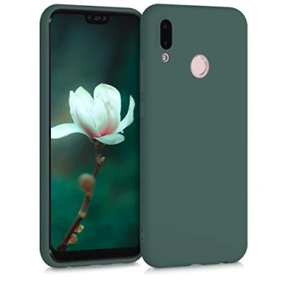 Abbildung von kwmobile Hülle kompatibel mit Huawei P20 Lite weiches TPU Silikon Case Cover geeignet für kabelloses Laden Blaugrün