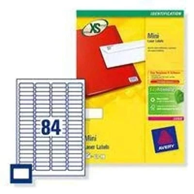 Abbildung von Laseretikett Avery 46x11.1mm Weiß 100 Blatt 84 Etiketten pro