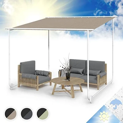 Abbildung von Blumfeldt Pergola, Metall Pavillon mit Polyester Schiebedach und Bodenrollen, Sonnensegel Gestell, Mobile Überdachung Freistehend, Sonnenschutz für Garten &amp; Terrasse, Gazebo Wasserdicht Stabil