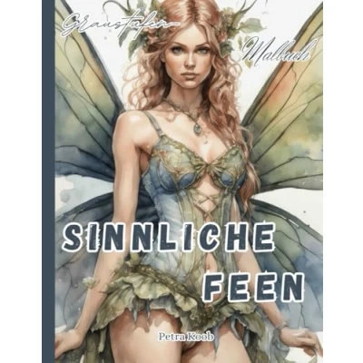 Abbildung von Sinnliche Feen, Graustufen Malbuch: 30 Motive, einseitig bedruckt mit schwarzer Rückseite, XXL Format 8,5 x 11 Zoll (ca. DIN A4 Format), 65 Seiten (Elfen und Feen)