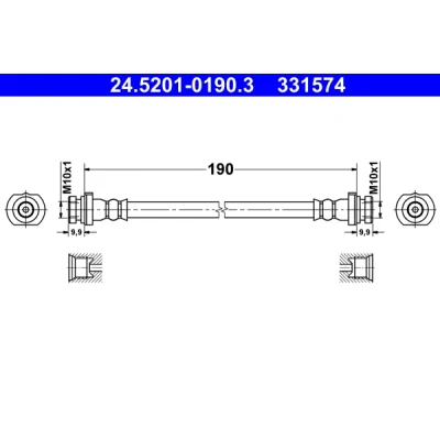 Abbildung von ATE 24.5201 0190.3 Bremsschläuche 190 RENAULT: Koleos I