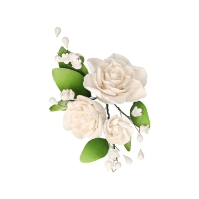 Abbildung von Cake Company Zuckerblumenboquet Rose 1 Stück weiß 1er Pack (1 x 109 g) Tortendekoration zur Hochzeit und Geburtstagen