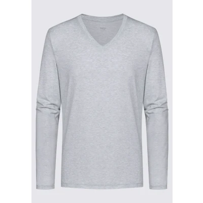 Abbildung von mey Langarmshirt, Herren, Größe: Small, Light grey melange