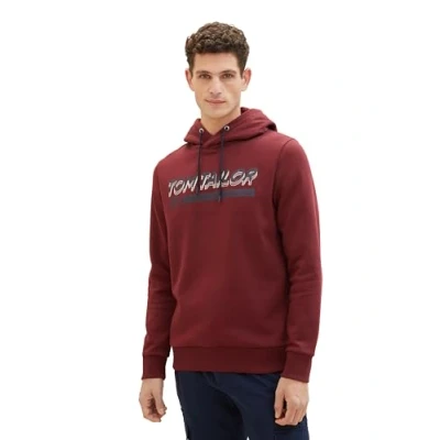 Abbildung von TOM TAILOR Herren Hoodie Sweatshirt mit Colorblocking, Tawny Port Red, XXL