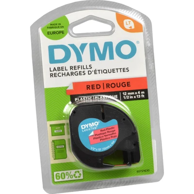 Abbildung von DYMO 3 Kassetten LetraTag Polyester 12 mm x 4 m schwarz auf rot