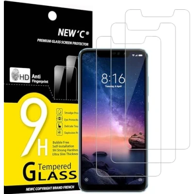 Abbildung von NEW&#039;C 3 Stück, Panzer Schutz Glas für Xiaomi Redmi Note 6 Pro, Frei von Kratzern, 9H Härte, HD Displayschutzfolie, 0.33mm Ultra klar, Ultrabeständig