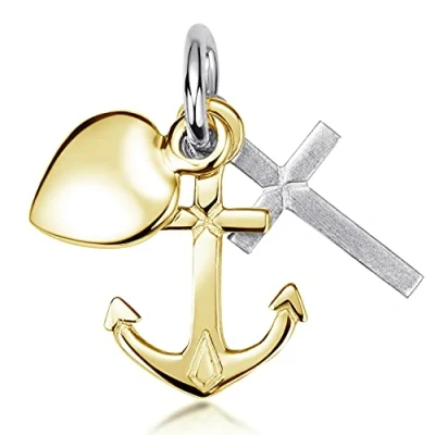 Abbildung von Materia Kettenanhänger Glaube Liebe Hoffnung bicolor, Aus 925 Sterling Silber, teilvergoldet