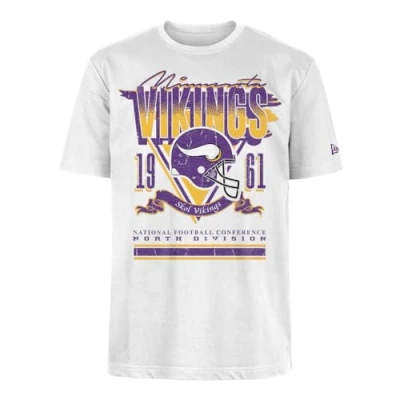 Abbildung von MINNESOTA VIKINGS New Era Cap NFL Oversized T Shirt Screent Print Distressed Team Graphic White Unisex