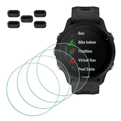 Abbildung von MTHGH Schutzfolie für Garmin Forerunner 955/955 Solar Smartwatch Displayschutzfolie [4 Stück] + Anti Staub Stecker 5 Stück, Glas 9H Härte Kratzer Blasenfreie Ultradünne Panzerfolie