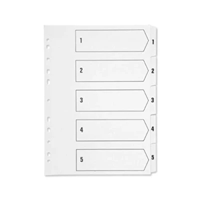 Abbildung von Q Connect Index A4 Universallochung 15 verstärkte weiß Board Registern, transparent