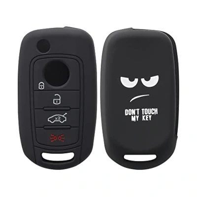 Abbildung von kwmobile Autoschlüssel Hülle kompatibel mit FIAT 4 Tasten Klapp Schlüsselhülle Don&#039;t Touch My Key Weiß Schwarz