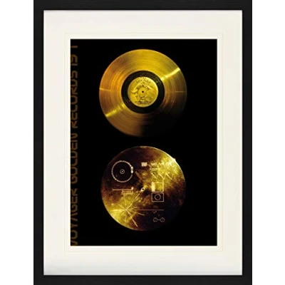 Abbildung von 1art1 Schallplatten Poster Klänge Der Erde, Voyager Golden Records Gerahmtes Bild Mit Edlem Passepartout Wand Bilder Im Bilderrahmen 80x60 cm