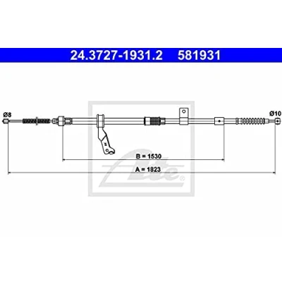 Abbildung von ATE 24.3727 1931.2 Handbremsseil 1823 TOYOTA: Avensis II Kombi, Limousine