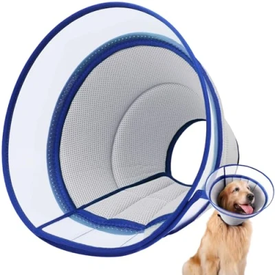 Abbildung von Halskrause Hund Weich, Schutzkragen Leckschutz Hund, Atmungsaktive Hunde Halskrause, Einstellbarer Hundekragen Leckschutz, Leicht Halskrausen für Hunde, Haustier Elisabethanischer(Size 6, Gray)