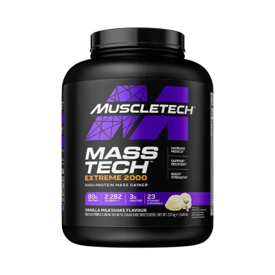Abbildung von MuscleTech Extreme 2000 Mass Gainer Proteinpulver, Muscle Builder Molkenproteinpulver, Protein + Kreatin Kohlenhydrate, Max Gewichtszunahme für Frauen und Männer, Vanille Milchshake, 6lbs