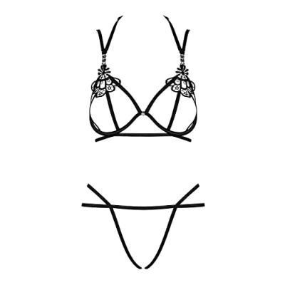 Abbildung von Badossa 2 teiliges Offenes BH Set Schwarz